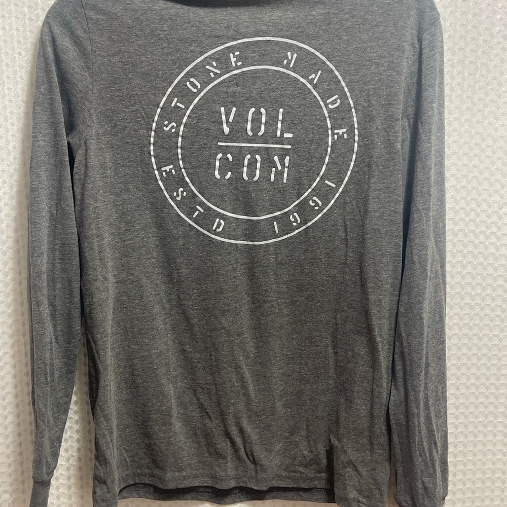 Volcom Men’s Long Sleeve Graphic T-Shirt Gray Size Small Stone Made Logo